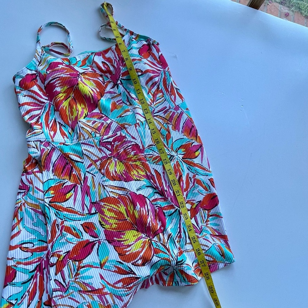 Sunsets Naomi Swim Dress One Piece Ribbed Palms Serenade Size Large - Picture 6 of 9